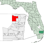 Map of Florida highlighting Coral Springs